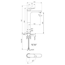 Baterie înaltă pentru lavoar Ideal Standard, Ceralife O 240 BlueStart, fără ventil, negru mat